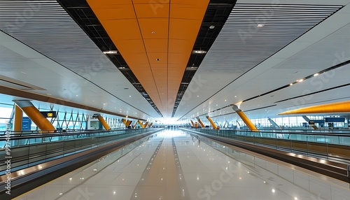 Covered Jet Bridge Walkway Connecting Passengers to Airplanes at Suvarnabhumi Airport photo