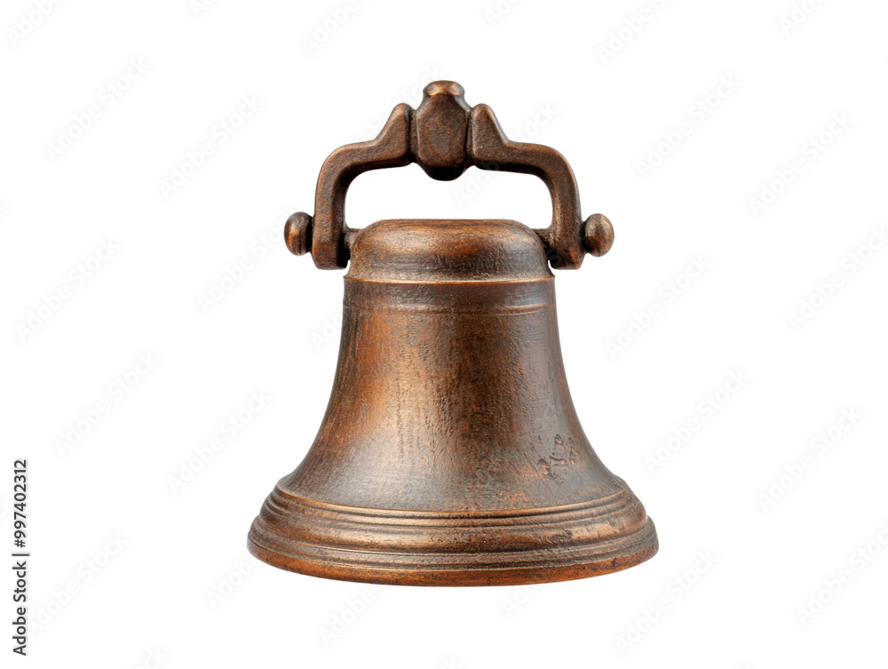 Antique bronze bell on a white isolated background. transparent background. Antique bronze bell on a white isolated background. transparent background.