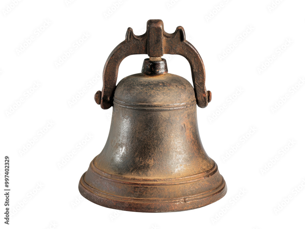 Antique bell, detailed metal texture, isolated on white background. transparent background. Antique bell, detailed metal texture, isolated on white background. transparent background.