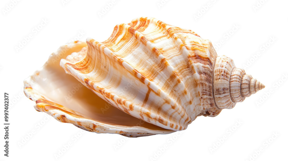 Beautiful seashell with intricate patterns on a white isolated background. transparent background. Beautiful seashell with intricate patterns on a white isolated background. transparent background.
