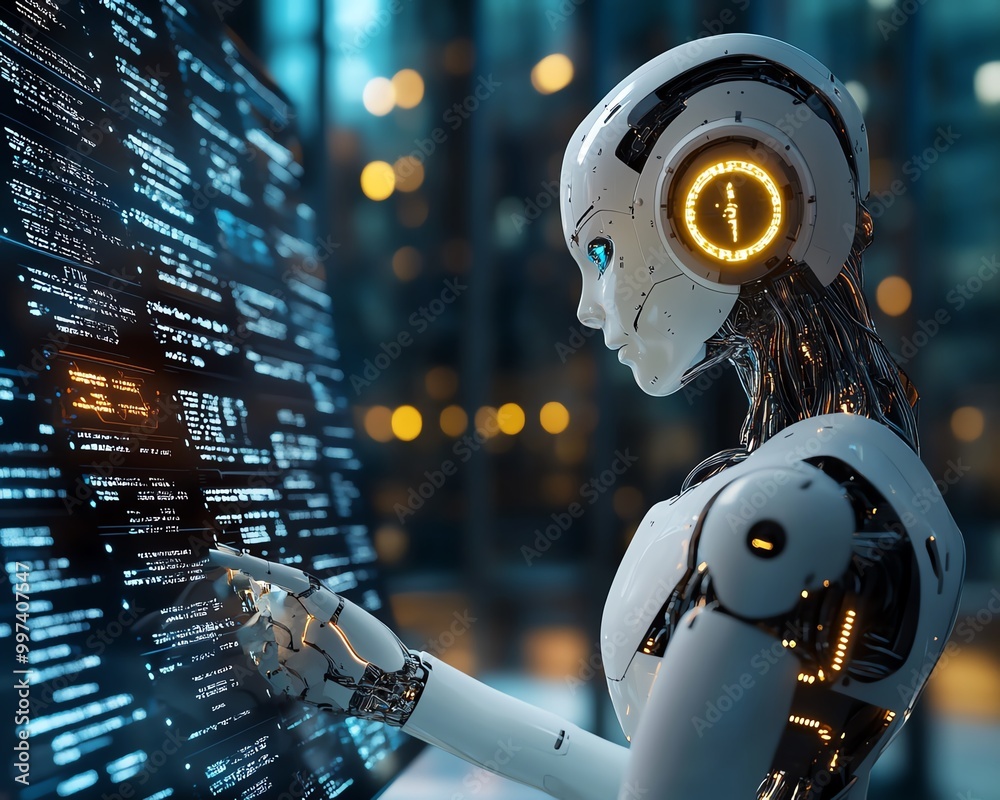 Fototapeta premium Etax, Tax calculation using AI artificial intelligence technology, tax payment, government, state taxes, financial research, report and calculation tax return