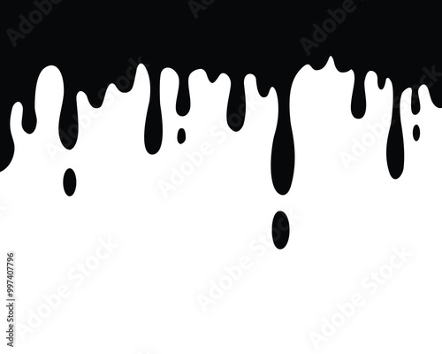 vector illustration of melted black ink on a white background. Perfect for painting tools, assets, etc