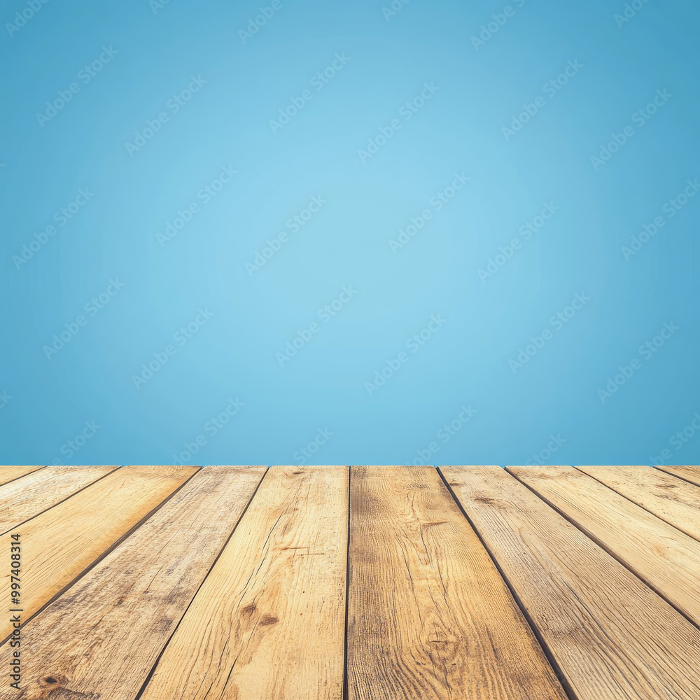 wooden floor stretches across image, set against serene blue gradient background, creating calm and inviting atmosphere perfect for various creative projects wooden floor stretches across image, set against serene blue gradient background, creating calm and inviting atmosphere perfect for various creative projects