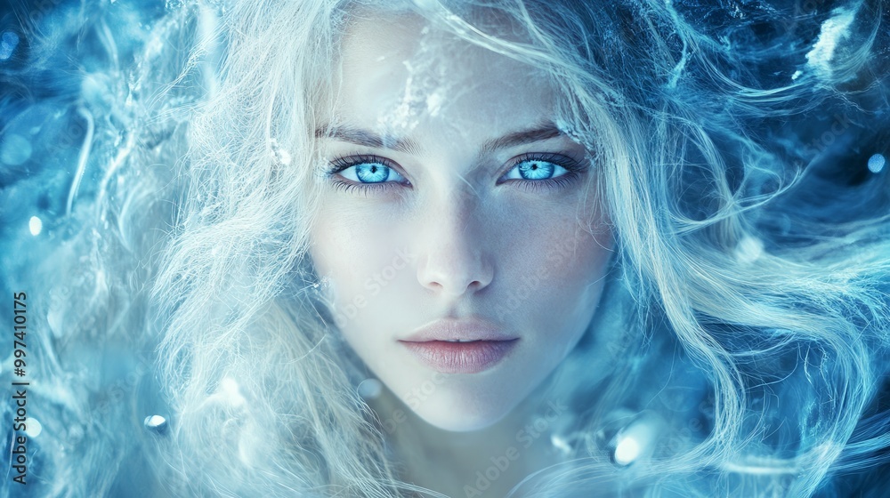 Ethereal Beauty Portrait, a captivating depiction of a woman with flowing hair, piercing blue eyes, intricate details showcasing her serene expression and enchanting presence Ethereal Beauty Portrait, a captivating depiction of a woman with flowing hair, piercing blue eyes, intricate details showcasing her serene expression and enchanting presence