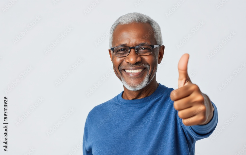 Cheerful Senior Man Making Thumbs Up Sign Cheerful Senior Man Making Thumbs Up Sign