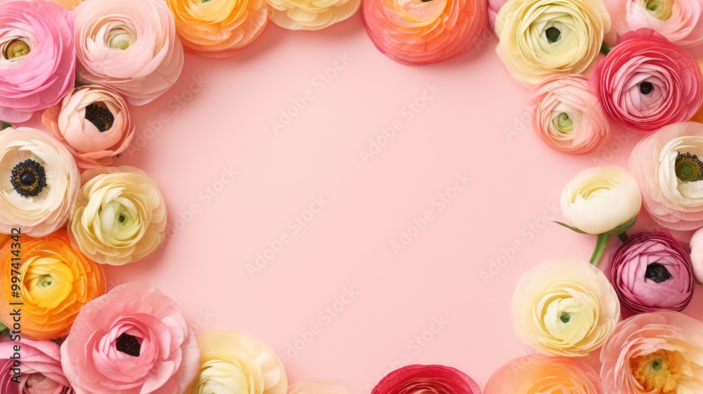 Pastel Ranunculus Flowers Frame Pastel Ranunculus Flowers Frame