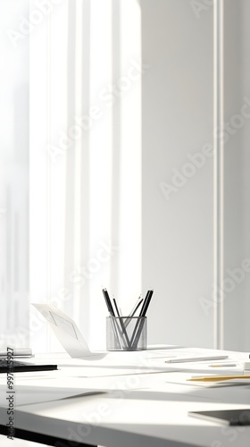 Minimalist Workspace with Natural Light and Clean Lines