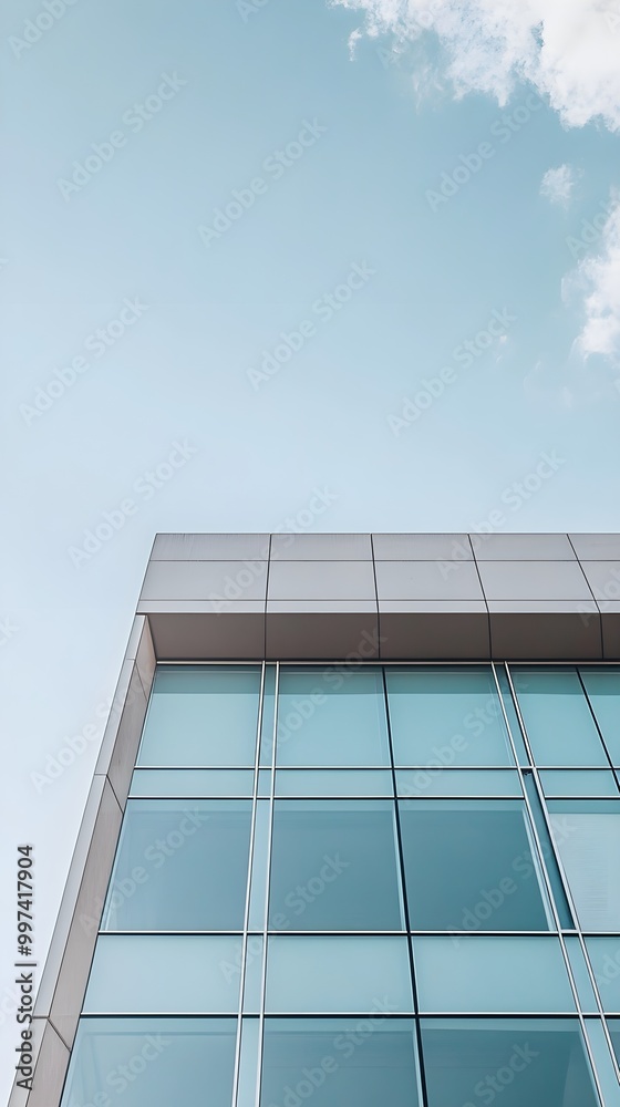 Fototapeta premium Modern Office Building with Clear Sky Background