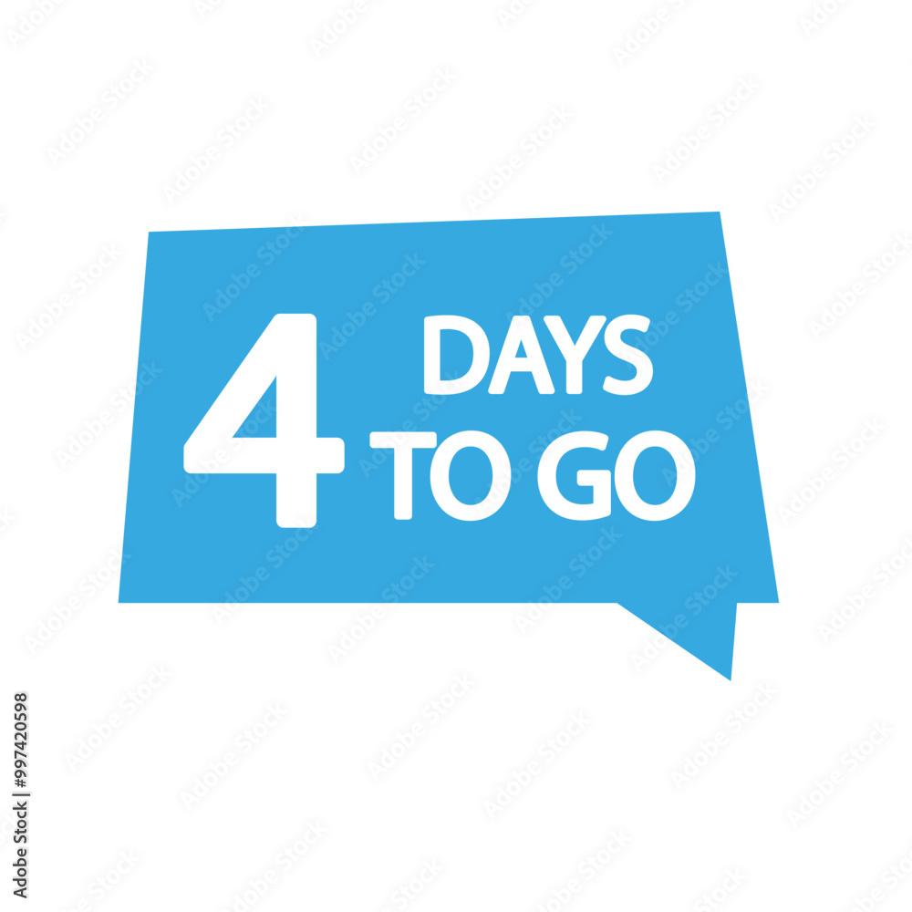 Countdown speech bubble. Number four focus. Blue rectangular icon. Vector design. Countdown speech bubble. Number four focus. Blue rectangular icon. Vector design.