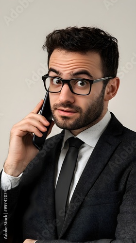 Engaged Businessman on Phone in Professional Attire