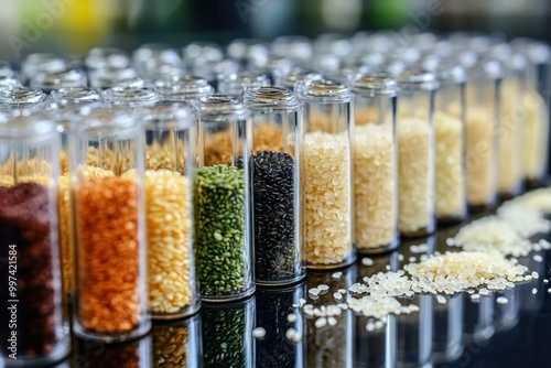 Collection of Rice Variety Samples in Glass Tubes
