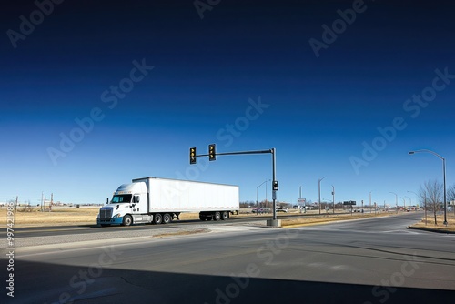 Truck Making a Left Turn at Highway Intersection