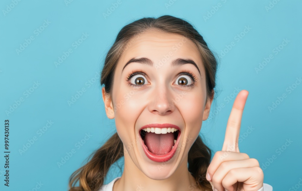 Surprised Woman Pointing Enthusiastically Surprised Woman Pointing Enthusiastically
