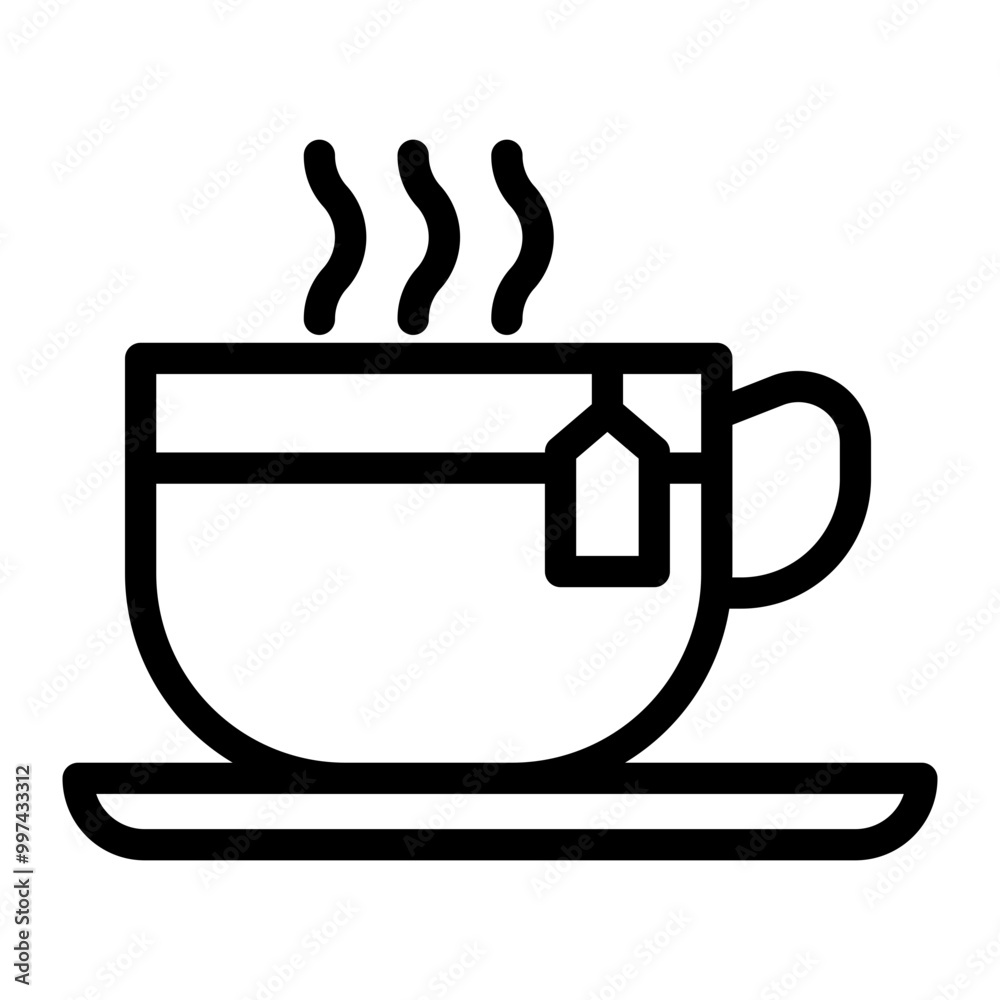 Tea mug icon in line art. Outline Style. Isolated on White Background Tea mug icon in line art. Outline Style. Isolated on White Background