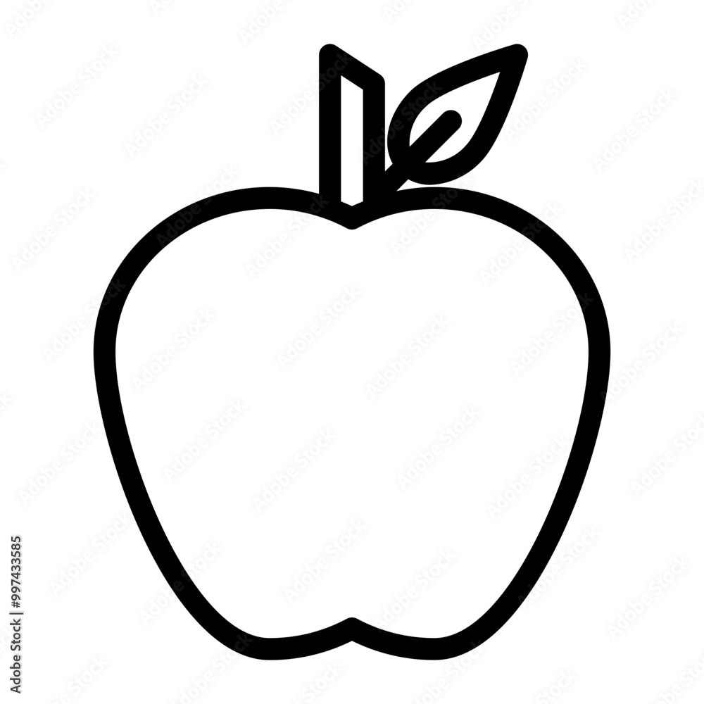 Apple icon in line art. Outline Style. Isolated on White Background Apple icon in line art. Outline Style. Isolated on White Background