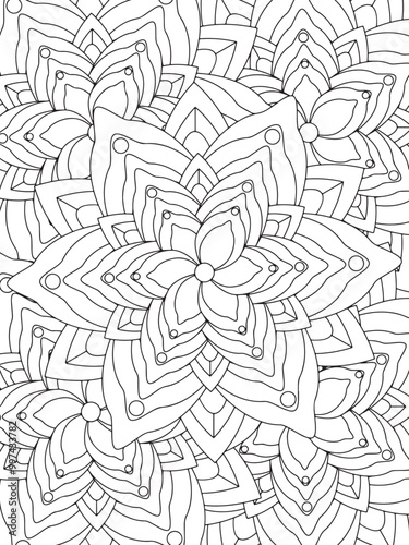 All these designs are hand-drawn and unique Flower Beautiful black and white illustration for adult coloring book, This is a printable Beautiful Zentangle Coloring page for KDP Interior, POD products