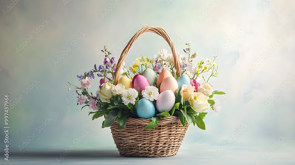 Beautifully Arranged Easter Basket with Flowers