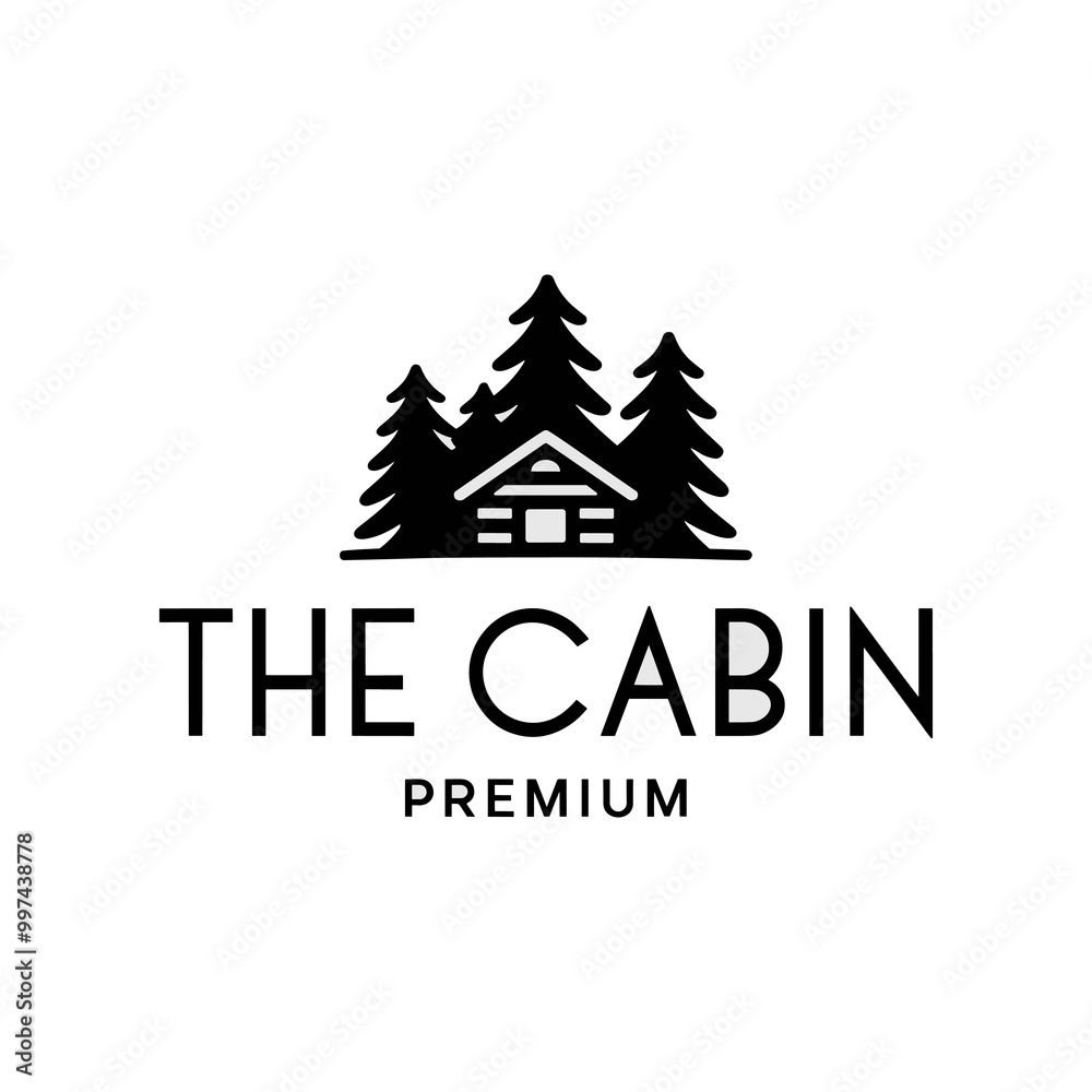 Cabin in the forest vector logo Cabin in the forest vector logo