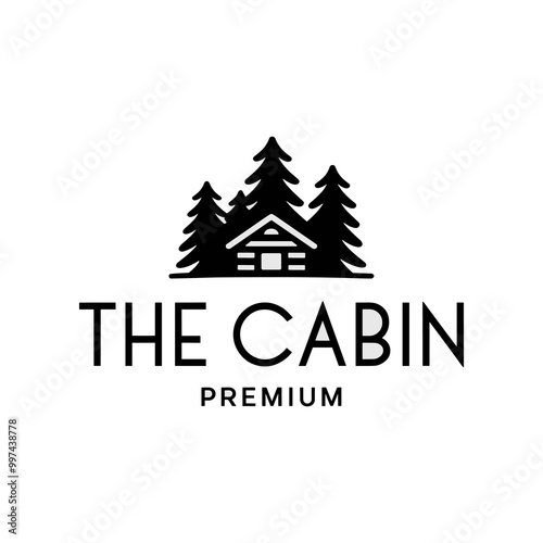 Cabin in the forest vector logo