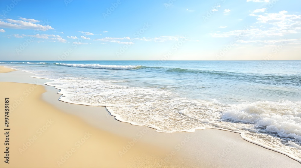 Serene Beach Scene with Gentle Waves Serene Beach Scene with Gentle Waves