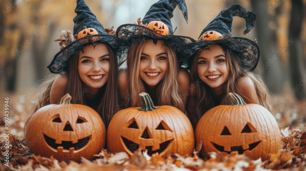 Halloween Themed Photoshoot with Pumpkins and Witches in the Forest Halloween Themed Photoshoot with Pumpkins and Witches in the Forest