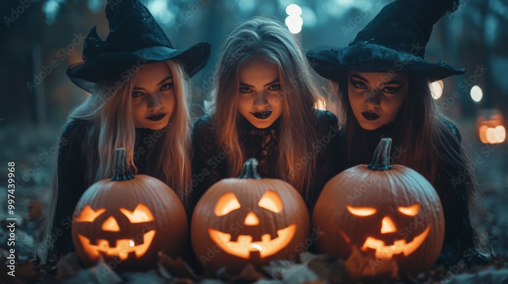 Halloween Themed Photoshoot with Pumpkins and Witches in the Forest Halloween Themed Photoshoot with Pumpkins and Witches in the Forest