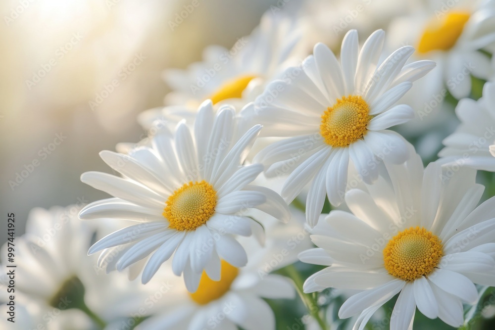 Obraz premium Bright Daisies with Yellow Centers in Soft Light