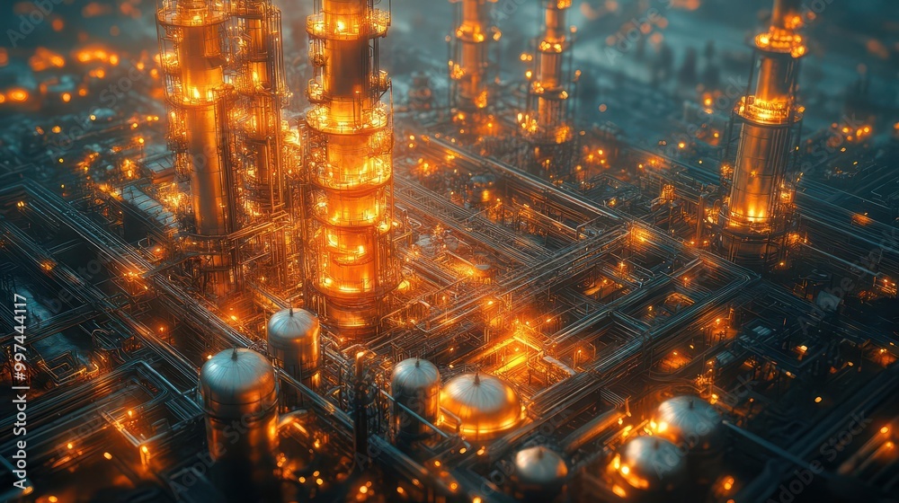concept of industry illustrating a refinery factory with oil storage tanks showcasing the intricate workings of energy production and transportation concept of industry illustrating a refinery factory with oil storage tanks showcasing the intricate workings of energy production and transportation