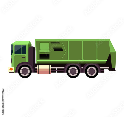 Vector Set of Trash Truck Illustrations for Urban Waste Management