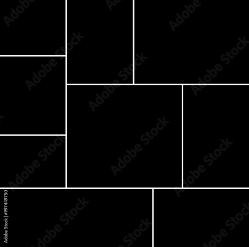 Template collage frame photos flat composition. Realistic vector mockup. Frame for photo and picture, mosaic frame banner, photography album layout, photo puzzle isolated on transparent background.