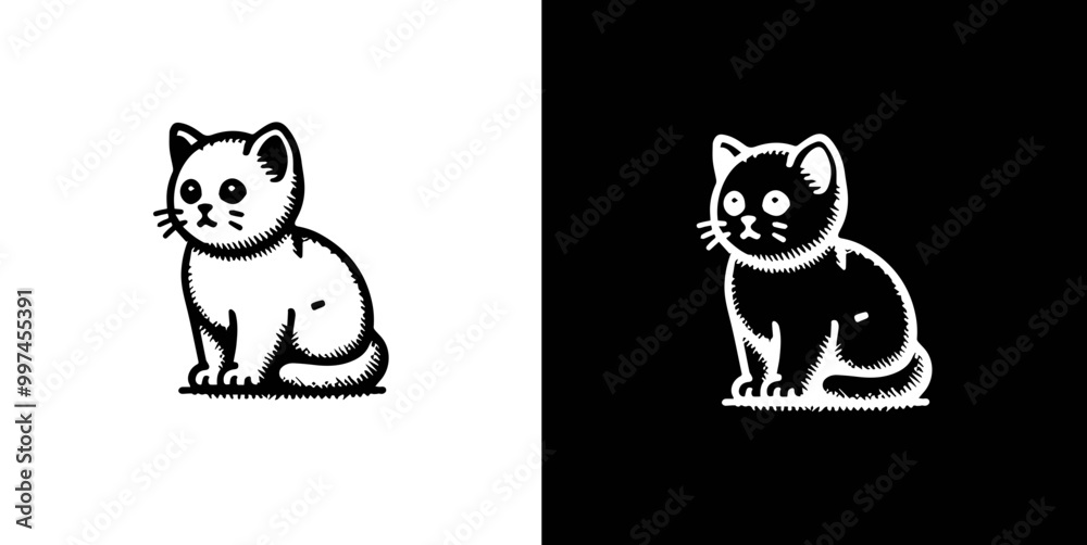 Obraz premium cat, black and white