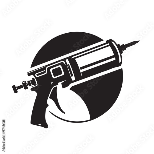 Caulking Gun Black Vector Silhouette | Sealant Gun Icon for Construction Tool Illustrations | Perfect for DIY Home Repair and Construction Tool Vector Icons and Graphic Design Projects

