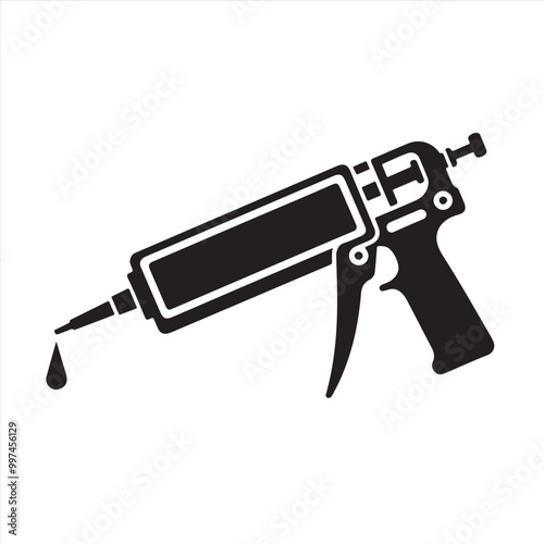 Caulking Gun Black Vector Silhouette | Sealant Gun Icon for Construction Tool Illustrations | Perfect for DIY Home Repair and Construction Tool Vector Icons and Graphic Design Projects
