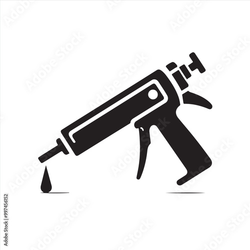 Caulking Gun Black Vector Silhouette | Sealant Gun Icon for Construction Tool Illustrations | Perfect for DIY Home Repair and Construction Tool Vector Icons and Graphic Design Projects
