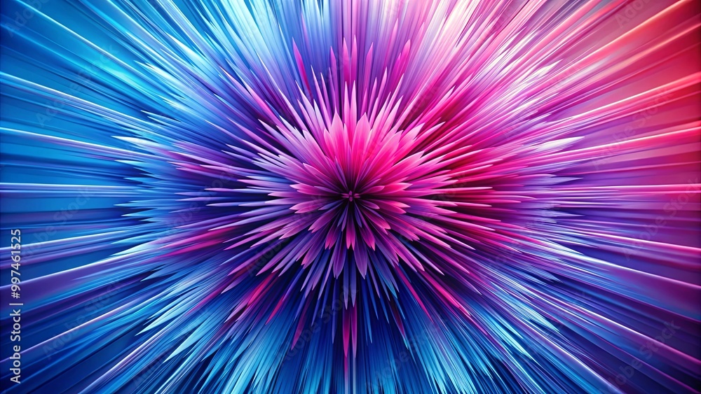 Abstract Burst of Color A Hypnotic and Energetic Composition of Blue, Purple, and Pink Spikes Radiating Outward From a Central Point Abstract Burst of Color A Hypnotic and Energetic Composition of Blue, Purple, and Pink Spikes Radiating Outward From a Central Point
