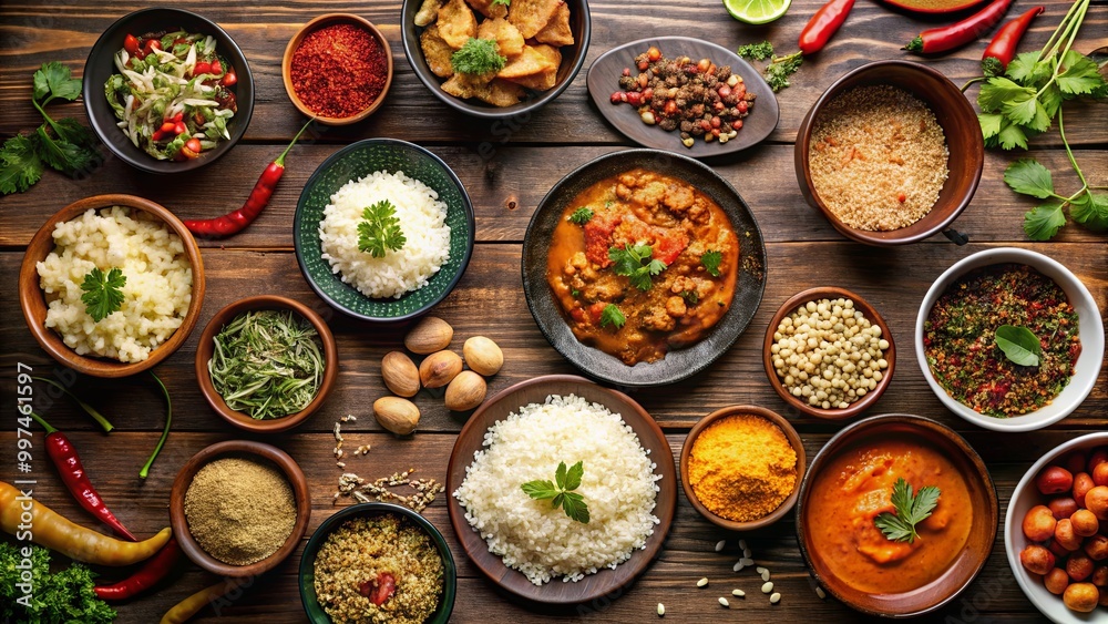 Aromatic Cuisine A Feast for the Senses, Featuring an Array of Spices, Grains, and Savory Dishes Aromatic Cuisine A Feast for the Senses, Featuring an Array of Spices, Grains, and Savory Dishes