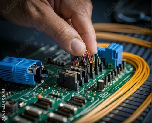 Internet technician maintaining fibre optic connection for fast and reliable data transmission.