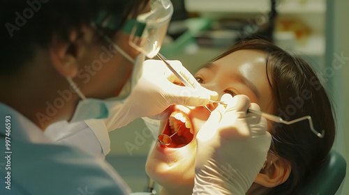 Dentist explaining posttreatment care after root canal providing detailed instructions to ensure proper healing and recovery photo