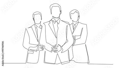 continuous line of group of lawyers.line drawing of legal assistance to clients.simple line vector illustration