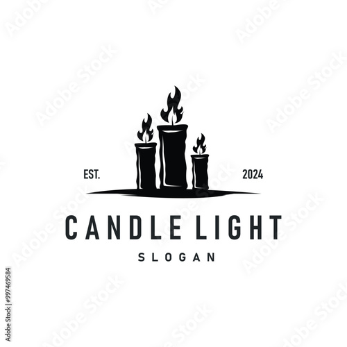 candle logo design concept template illustration simple traditional candle light