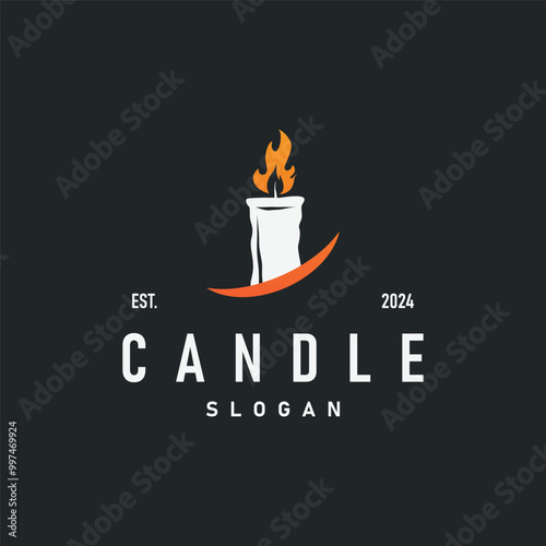 candle logo design concept template illustration simple traditional candle light