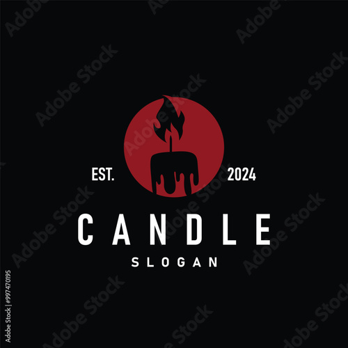 candle logo design concept template illustration simple traditional candle light