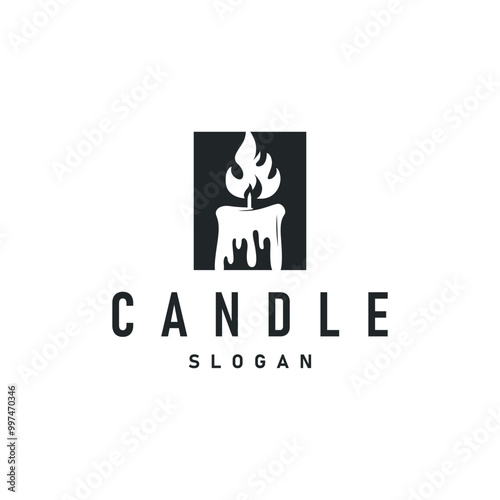 candle logo design concept template illustration simple traditional candle light