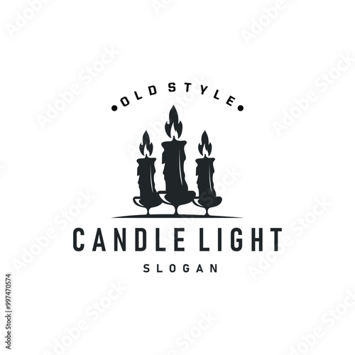 candle logo design concept template illustration simple traditional candle light