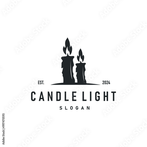 candle logo design concept template illustration simple traditional candle light