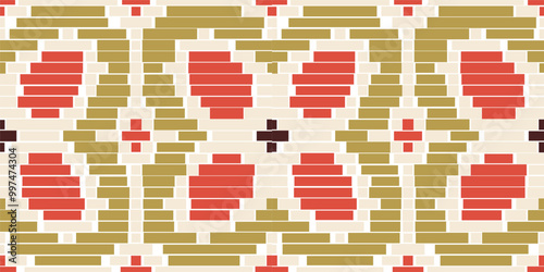 Geometry Shapes Arabic Pattern Wallpaperfolk Embroidery, Aztec Geometric Ornament Print. Design for Carpet, Wallpaper, Clothing, Wrapping, Fabric