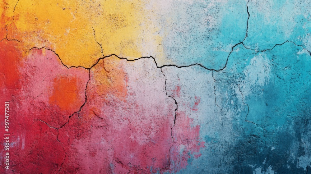 Obraz premium A wall painted with color, highlighting detailed textures and minor cracks for artistic background use.
