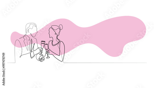 romantic dinner background.romantic dinner banner.one line vector valentine background