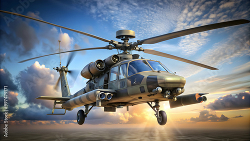 Unique helicopter with Apache symbol design, helicopter, Apache symbol, unique, design, flying, military