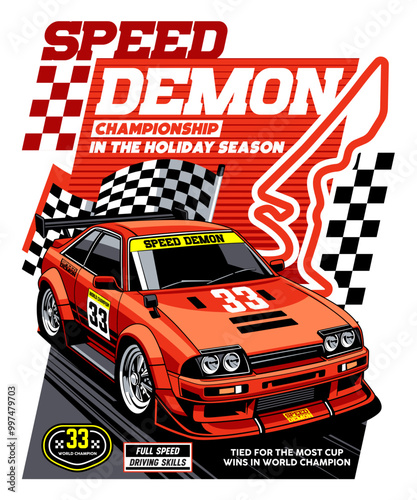 Speed Demon Racing Champion Illustration Design